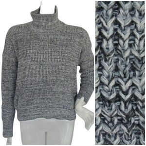 VICTORIA'S SECRET Sweater, M, Chunky knit, Mockneck, Black/grey Tonal, Long slv